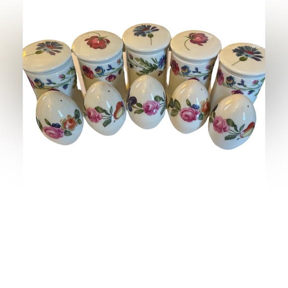 Porcelaine De Paris France Spice Set - 5 Jars, 5 Egg Shaped Shakers - Picture 3 of 5